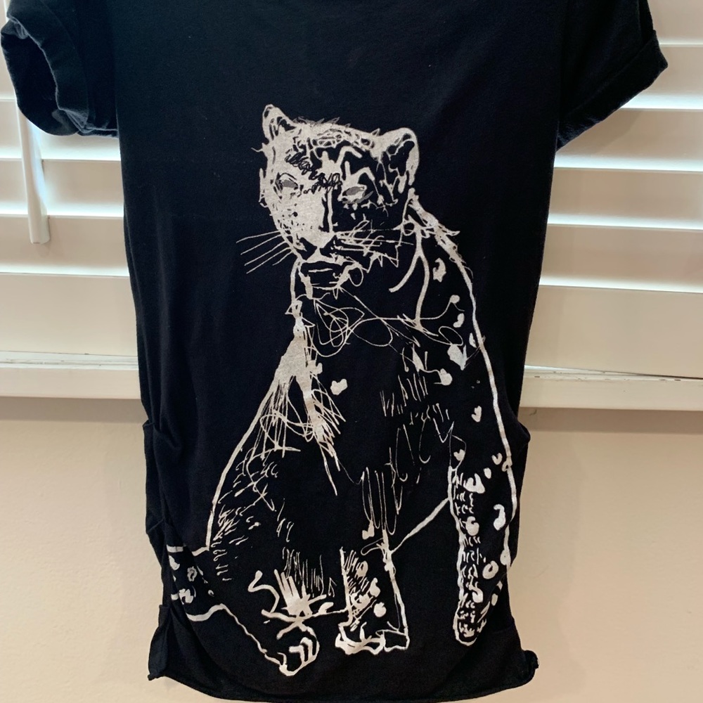 Rachel Roy Black Tunic with Animal Print